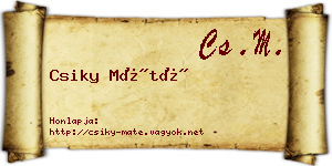 Csiky Máté névjegykártya